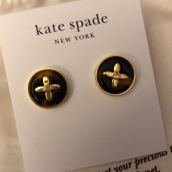 Kate Spade Gold Tone & Faux Tortoise Breeze Along Round Stud Earrings NWT - Picture 2 of 12